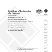 ABN Certificate Windowsfactory.com.au